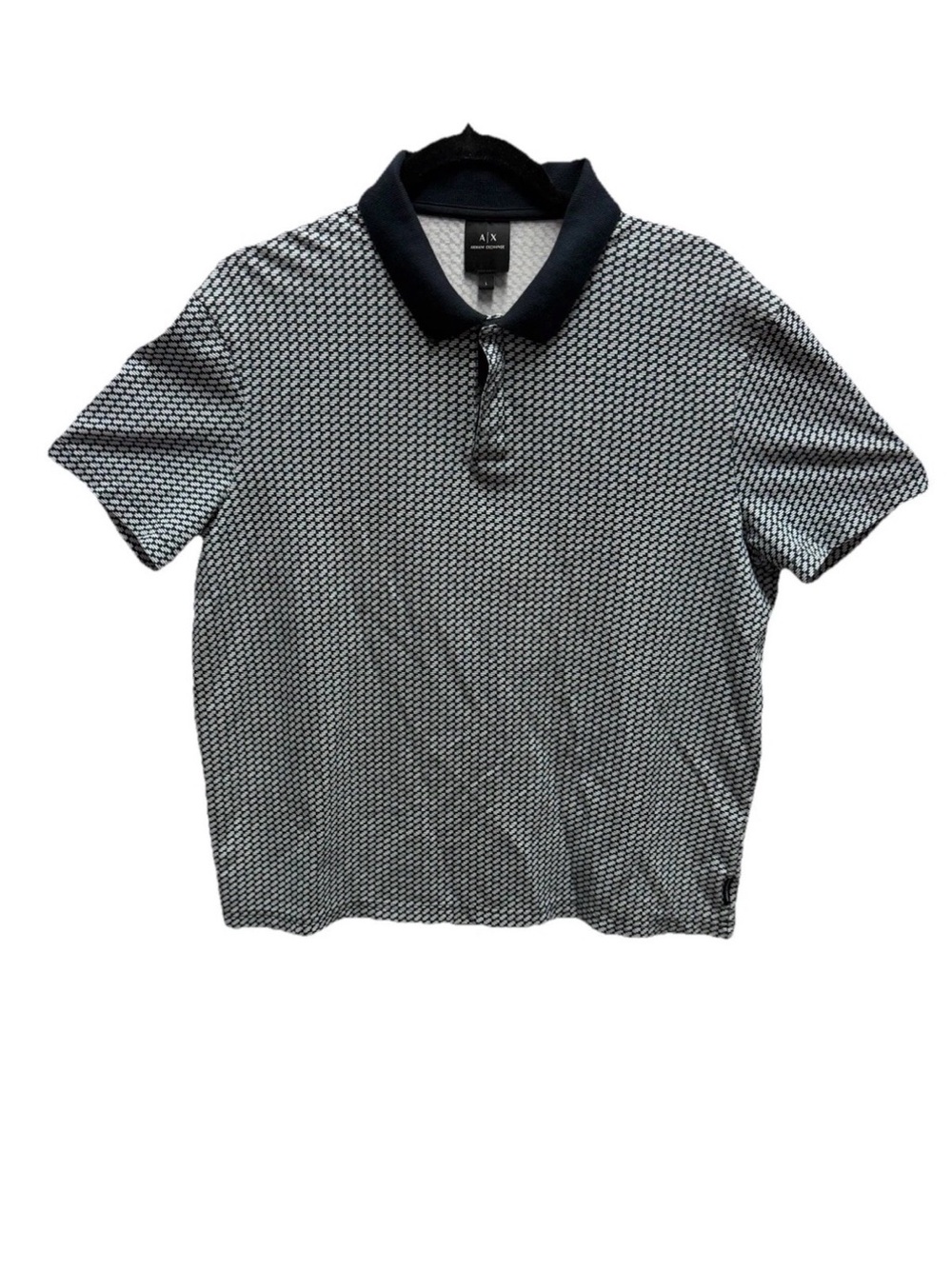 Armani Exchange AX Men's Polo Shirt Large Black White Geometric Pattern Cotton L